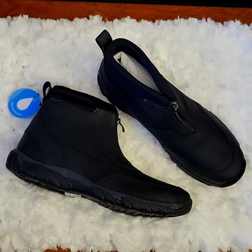 Clarks Men's Grove Black Leather Zip Waterproof Ankle Boots size 12M New…